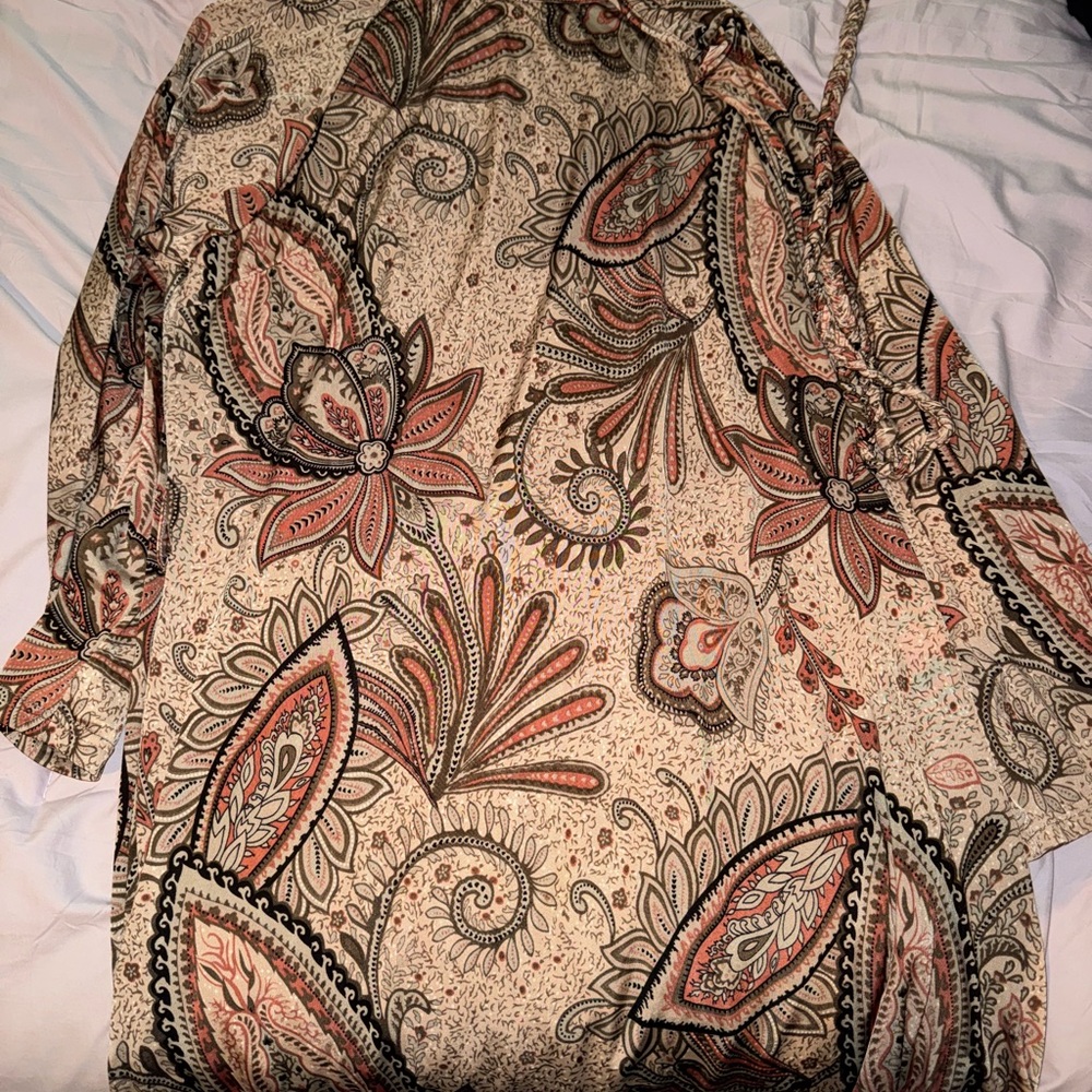 Paisley Print Long Sleeve Dress